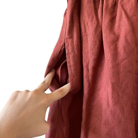 Faithful The Brand Lais Jumpsuit Plain Sangria Linen Smock Strapless Jumpsuit - Picture 12 of 13
